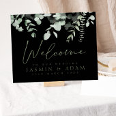 Boho Greenery Black Eucalyptus Wedding Sign Poster