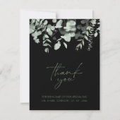 Boho Greenery Black Eucalyptus Wedding Vielen Dank Dankeskarte (Vorderseite)