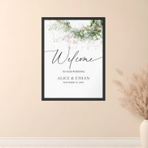 Boho Greenery Blätter Script Welcome Wedding