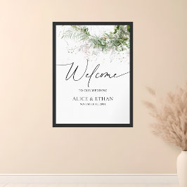 Boho Greenery Blätter Script Welcome Wedding Poster