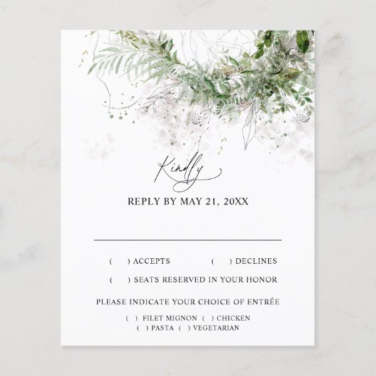 Boho Greenery Blätter Wedding RSVP (Vorderseite)