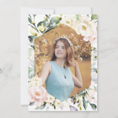 Boho Greenery Blumenrahmen Foto Sweet 16 Einladung (Rückseite)