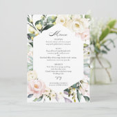 Boho Greenery Blumenrahmen Foto Wedding Menu Card Einladung (Stehend Vorderseite)