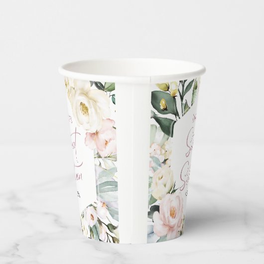 Boho Greenery Blumenrahmen Sweet 16 Pappbecher (Rechts)