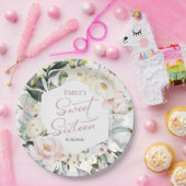 Boho Greenery Blumenrahmen Sweet 16 Pappteller (Party)