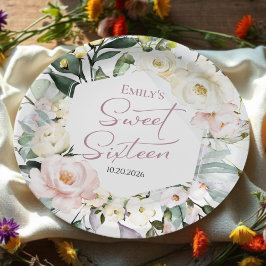 Boho Greenery Blumenrahmen Sweet 16 Pappteller