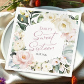 Boho Greenery Blumenrahmen Sweet 16 Serviette