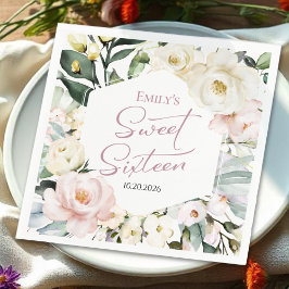 Boho Greenery Blumenrahmen Sweet 16 Serviette