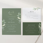 Boho Greenery Botanical Minimal Wedding RSVP Card Karte