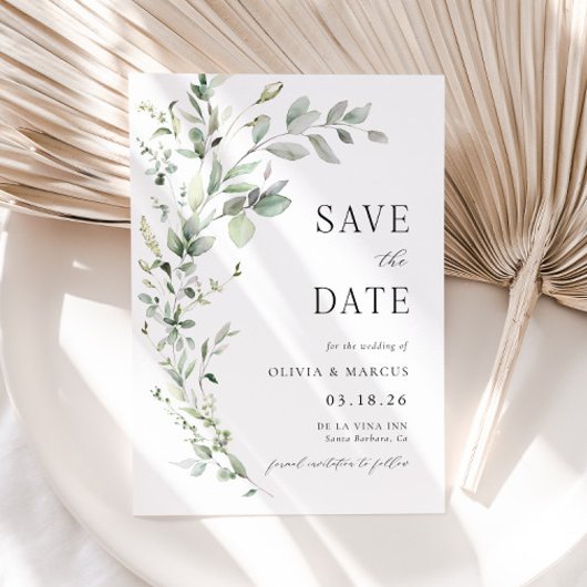 Boho Greenery Botanical Save the Date Einladung