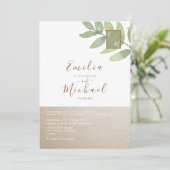 Boho Greenery Botanical Wedding Einladung (Stehend Vorderseite)