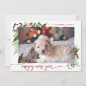 Boho Greenery Burgundy Beige 2022 Neujahr Feiertagskarte (Vorderseite)