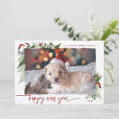 Boho Greenery Burgundy Beige 2022 Neujahr Feiertagskarte (Stehend Vorderseite)