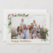 Boho Greenery Burgundy Gold Foto Feiertagskarte (Vorderseite)