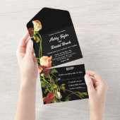 Boho Greenery Burgundy Rose Black Floral Wedding All In One Einladung (Abreißen)