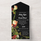Boho Greenery Burgundy Rose Black Floral Wedding All In One Einladung (Innen Boden)
