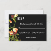 Boho Greenery Burgundy Rose Black Floral Wedding RSVP Karte (Vorderseite)