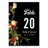 Boho Greenery Burgundy Rose Black Floral Wedding Tischnummer (Rückseite)