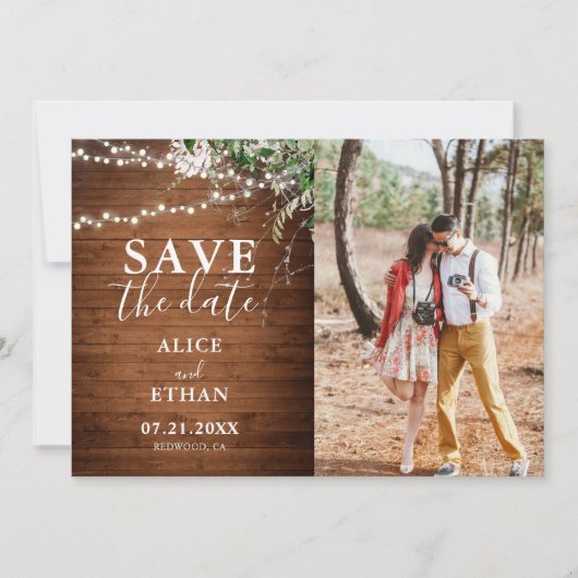 Boho Greenery Calligraphy Foto Save the Date (Vorderseite)