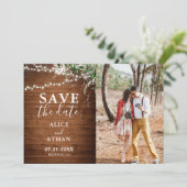 Boho Greenery Calligraphy Foto Save the Date (Stehend Vorderseite)