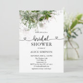 Boho Greenery Calligraphy Herzstück Brautparty Inv Einladung (Stehend Vorderseite)