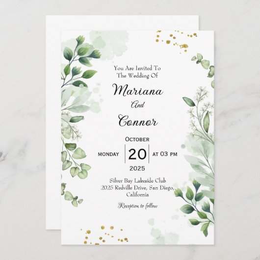 Boho Greenery Dreamcatcher Wedding Einladung (Vorne/Hinten)