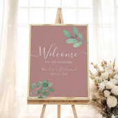 Boho Greenery Dusty Rose Wedding Welcome Poster
