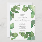 Boho Greenery Eucalyptus Blätter Wedding Einladung (Vorderseite)