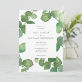 Boho Greenery Eucalyptus Blätter Wedding Einladung (Stehend Vorderseite)