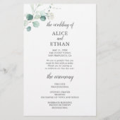 Boho Greenery Eucalyptus Blätter Wedding Program (Vorderseite)