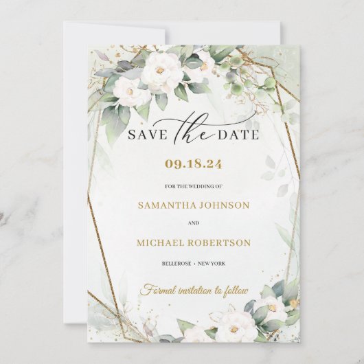 Boho Greenery eucalyptus Blume Save The Date (Vorderseite)