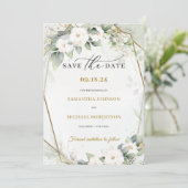Boho Greenery eucalyptus Blume Save The Date (Stehend Vorderseite)