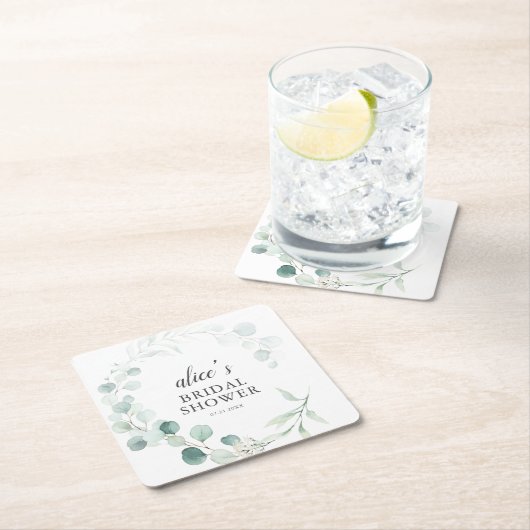 Boho Greenery Eucalyptus Bridal Shower Rechteckiger Pappuntersetzer (Vor Ort)