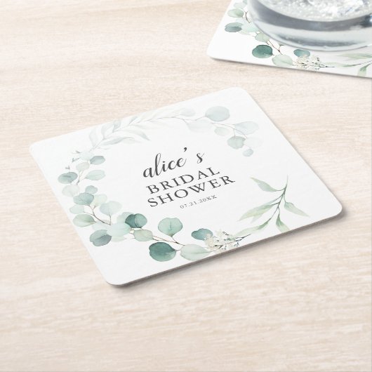 Boho Greenery Eucalyptus Bridal Shower Rechteckiger Pappuntersetzer (angewinkelt)