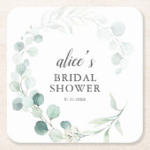 Boho Greenery Eucalyptus Bridal Shower Rechteckiger Pappuntersetzer (Vorderseite)