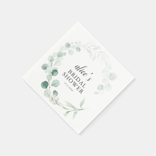 Boho Greenery Eucalyptus Bridal Shower Serviette (Ecke)