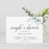 Boho Greenery Eucalyptus Couples Dusche Einladung (Stehend Vorderseite)