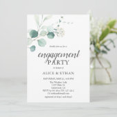 Boho Greenery Eucalyptus Engagement Party Einladung (Stehend Vorderseite)