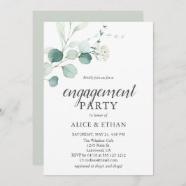 Boho Greenery Eucalyptus Engagement Party Einladung