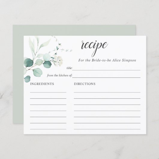 Boho Greenery Eucalyptus Recipe Brautparty (Vorne/Hinten)