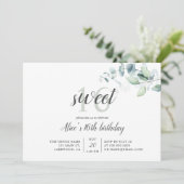 `Boho Greenery Eucalyptus Sweet 16 Einladung (Stehend Vorderseite)