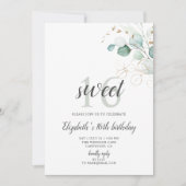 Boho Greenery Eucalyptus Sweet 16 Einladung (Vorderseite)