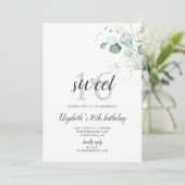 Boho Greenery Eucalyptus Sweet 16 Einladung (Stehend Vorderseite)