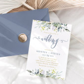 Boho Greenery Eucalyptus Wedding Dusty Blue Einladung