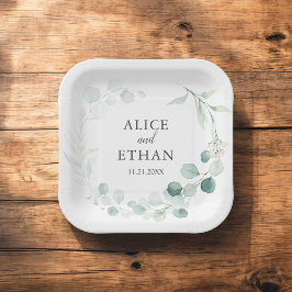 Boho Greenery Eucalyptus Wedding Pappteller
