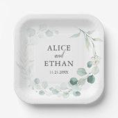 Boho Greenery Eucalyptus Wedding Pappteller (Vorderseite)