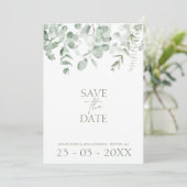 Boho Greenery Eucalyptus Wedding Save the Date (Stehend Vorderseite)