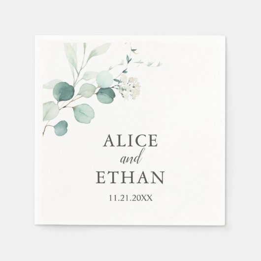 Boho Greenery Eucalyptus Wedding Serviette (Vorderseite)