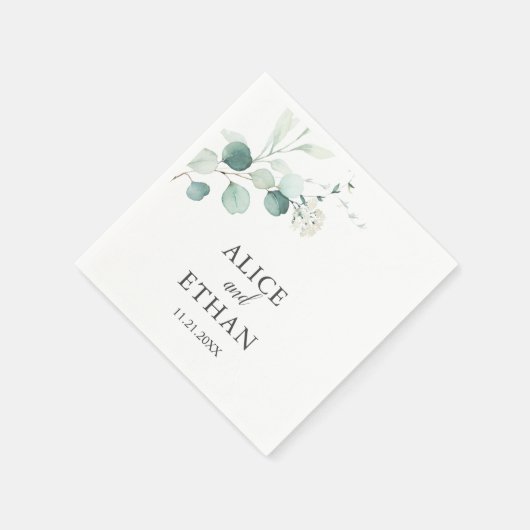 Boho Greenery Eucalyptus Wedding Serviette (Ecke)