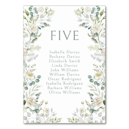 Boho Greenery Eucalyptus Wedding Tischnummern (Vorderseite)